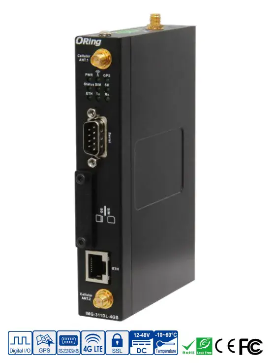 Antena para comunicação industrial com conexão Ethernet e suporte a 4G LTE, ideal para automação industrial e sistemas IoT.