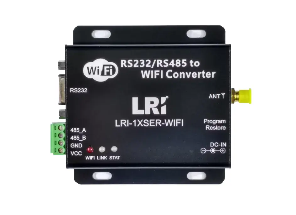 RS232/RS485 para Wi-Fi, conversor para automação industrial, controlador Wi-Fi para sistemas de automação e controle industrial, conectado via Ethernet e Wi-Fi.