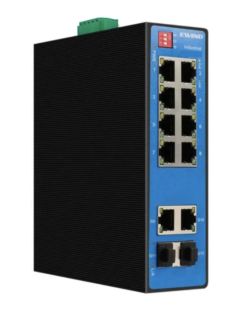 EW-IS1712 - Switch Ethernet Industrial Não Gerencial 12 portas, 8x 10/100M RJ45, 2x 10/100/1000M RJ45, 2x 100/1000M SFP