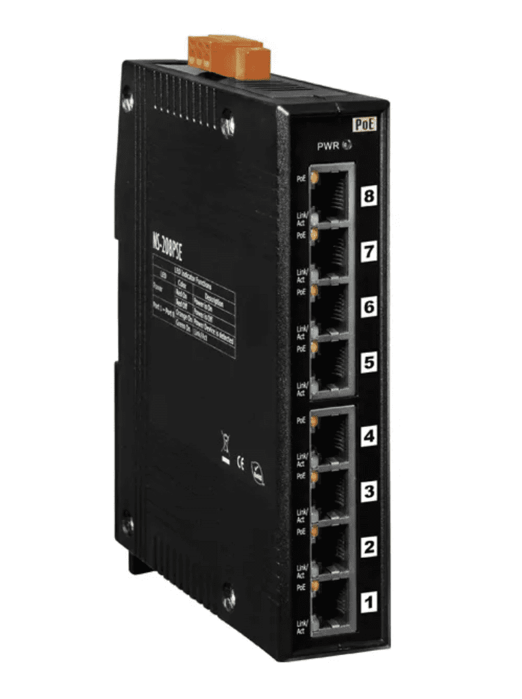 Desenvolvimento de Interfaces Homem-Máquina (HMI) 2 NS-208PSE CR - Switch Ethernet Industrial Poe não Gerenciável, 8 10/100Base-T(X) 802.3Af