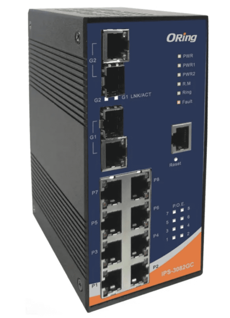 Como funciona um splitter PoE 2 IPS-3082GC-24V - Switch Ethernet Industrial Gerenciável 10 Portas, PoE