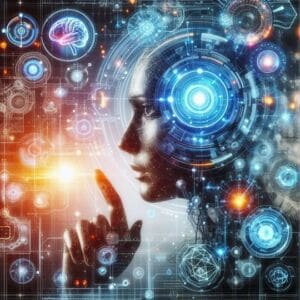 Processamento de inteligência artificial, robótica e automação industrial com tecnologia avançada.