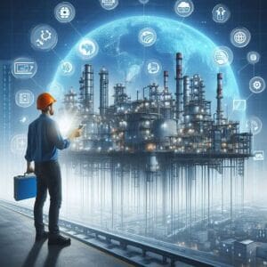Automação industrial em usinas industriais com tecnologia avançada e controle inteligente.