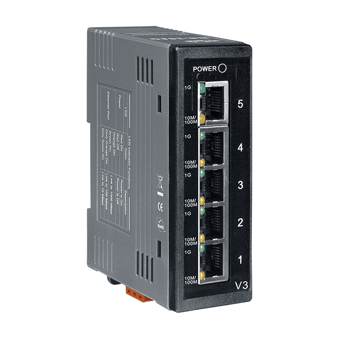 Modelos de Switches Industriais de 5 Portas 1 switch industrial de 5 portas da ICP DAS