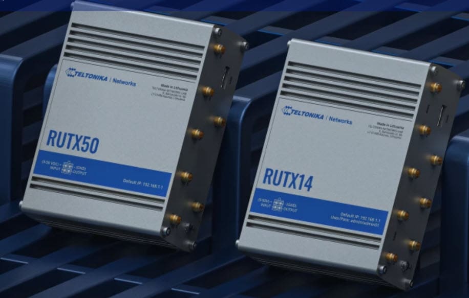 RUTX50 e RUTX14 roteadores industriais para automação e conectividade em ambientes industriais tradicionais e críticos.