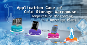 Sistema de automação para armazenamento de gelo em armazém industrial, incluindo sensores de temperatura, controladores remotos e monitoramento em tempo real.