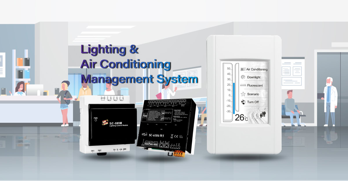 Imagem de sistema de automação industrial para controle de climatização, incluindo termostatos e controladores inteligentes, ideal para automação de ambientes industriais.