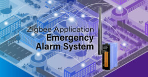 Sistema de alarme de emergência Zigbee para automação industrial e segurança predial, com tecnologia avançada para monitoramento confiável e resposta rápida em situações de emergência.