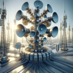 Antena de comunicação de alta capacidade com múltiplas direções, ideal para automação industrial e transmissão de dados.