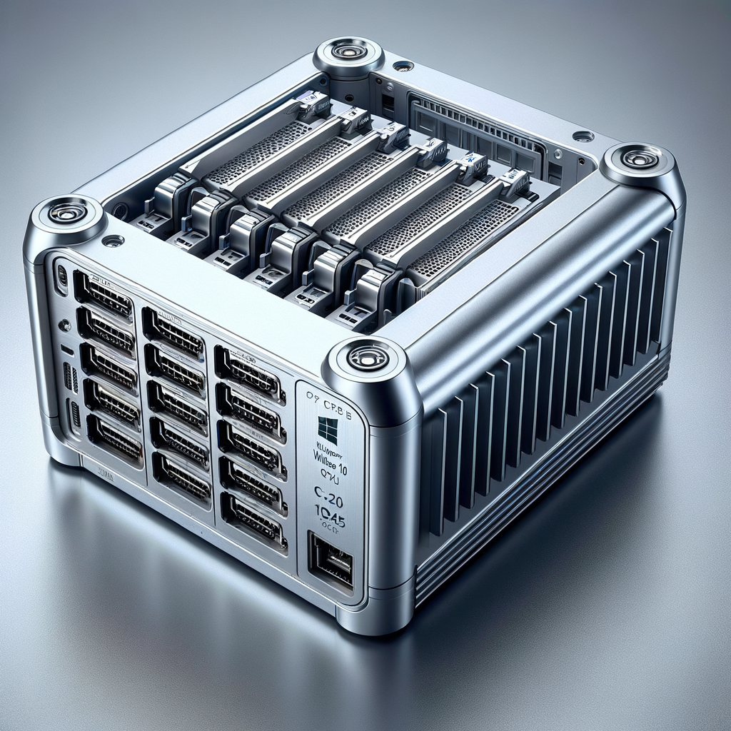 Computador de automação industrial com múltiplas portas USB e interfaces de comunicação, ideal para controle de processos industriais e automação de fábricas.