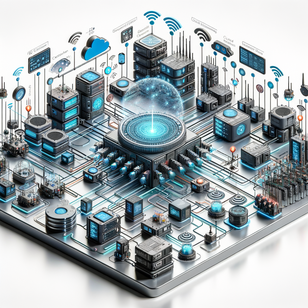 Tecnologia de automação industrial com IoT, conectando dispositivos e sistemas para otimizar processos e aumentar eficiência na indústria.