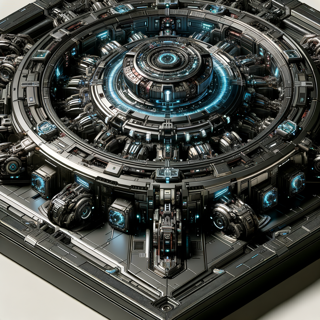 Imagem de um centro de automação industrial futurista com tecnologia de ponta, destacando sistemas automatizados e controle digital para eficiência na indústria.