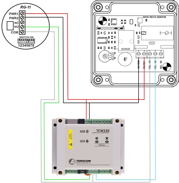 Schematic rain detector test